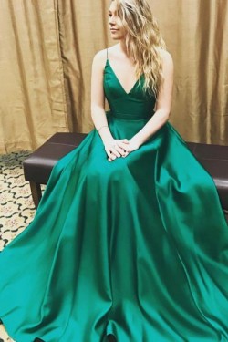 Long Blue Spaghetti Straps Prom Formal Evening Party Dresses 3020985