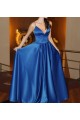 Long Blue Spaghetti Straps Prom Formal Evening Party Dresses 3020985