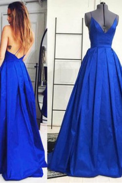 Long Blue Spaghetti Straps Prom Formal Evening Party Dresses 3020985