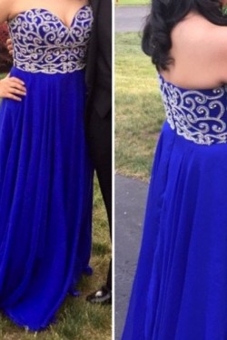 Long Chiffon Royal Blue Sweetheart Plus Size Prom Formal Evening Party Dresses 3020987