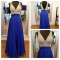 A-Line V-Neck Long Blue Beaded Prom Formal Evening Party Dresses 3020988