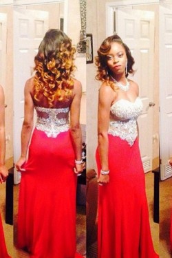 Sheath Long Red White Lace Prom Formal Evening Party Dresses 3020990