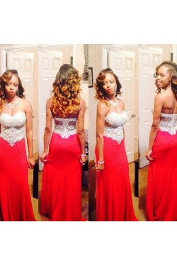 Sheath Long Red White Lace Prom Formal Evening Party Dresses 3020990