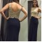 Long Navy Blue Beaded Prom Formal Evening Party Dresses 3020992