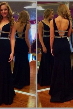 Beaded V-Neck Long Prom Formal Evening Party Dresses 3020997