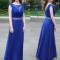 Long Blue Beaded Lace Prom Formal Evening Party Dresses 3020999