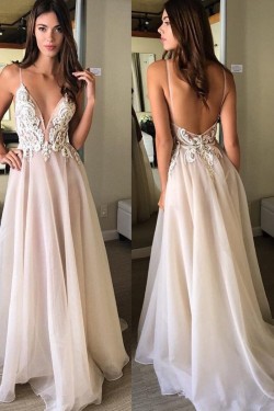 Inexpensive Long Prom Dresses Evening Formal Dresses with Lace Appliques 601001