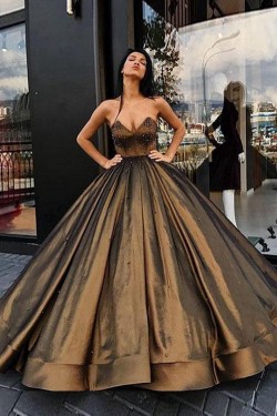 Affordable Beaded Ball Gown Long Prom Dresses Evening Gowns 601002