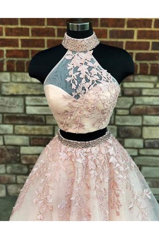 Latest Two Pieces Prom Dresses Beaded Lace Evening Gowns 601003 Latest Two Pieces Prom Dresses Beaded Lace Evening Gowns 601003