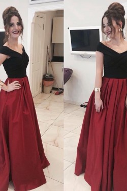 A-Line Long Prom Dresses Off-the-Shoulder Evening Gowns 601006