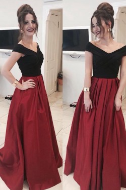 A-Line Long Prom Dresses Off-the-Shoulder Evening Gowns 601006