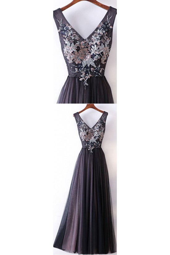 Elegant A-Line V-Neck Long Prom Dresses Evening Gowns 601010 Elegant A-Line V-Neck Long Prom Dresses Evening Gowns 601010