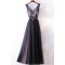 Elegant A-Line V-Neck Long Prom Dresses Evening Gowns 601010