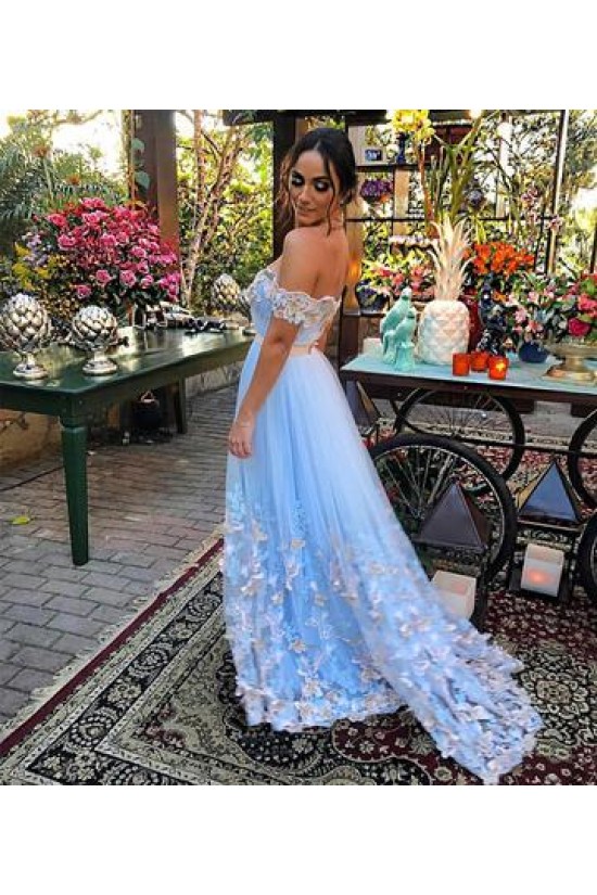 Affordable A-Line Off-the-Shoulder Long Prom Dresses Evening Gowns 601011