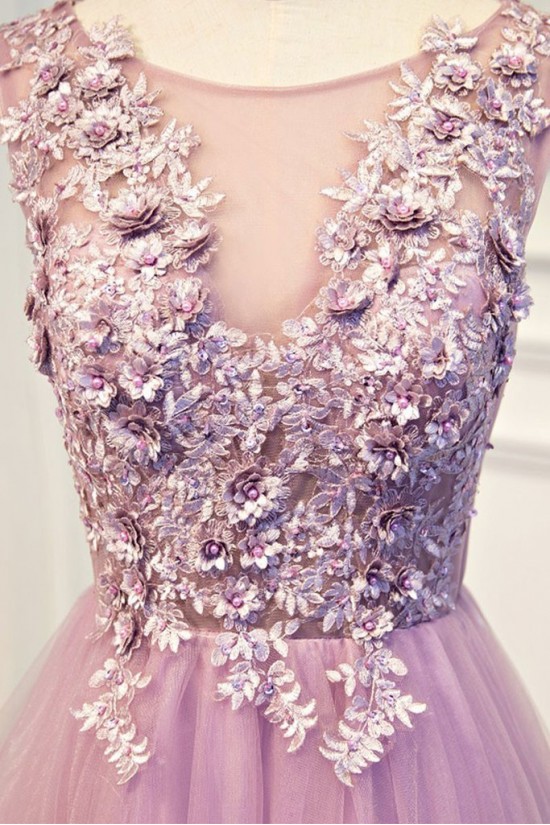 Elegant A-Line Tulle Long Prom Dresses Evening Gowns 601013