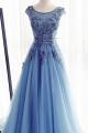 A-Line Long Blue Lace Prom Dresses Formal Evening Dresses 601015 A-Line Long Blue Lace Prom Dresses Formal Evening Dresses 601015