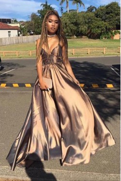 A-Line Spaghetti Straps Long Prom Dresses Formal Evening Dresses 601020