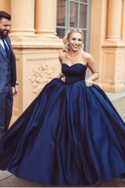Ball Gown Sweetheart Long Blue Prom Dresses Formal Evening Dresses 601025