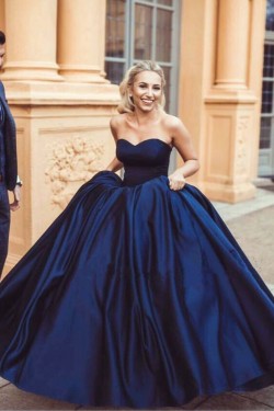 Ball Gown Sweetheart Long Blue Prom Dresses Formal Evening Dresses 601025