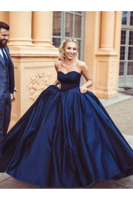 Ball Gown Sweetheart Long Blue Prom Dresses Formal Evening Dresses 601025