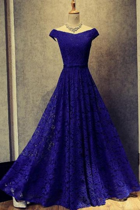 A-Line Lace Long Blue Prom Dresses Formal Evening Dresses 601026 A-Line Lace Long Blue Prom Dresses Formal Evening Dresses 601026