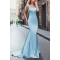 Long Blue Beaded Backless Mermaid Prom Dresses Formal Evening Dresses 601027