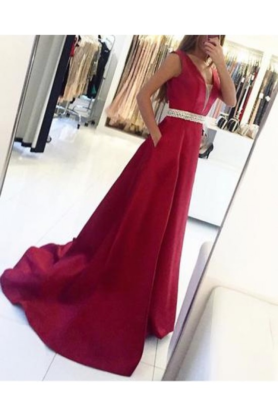 A-Line Beaded V-Neck Long Prom Dresses Formal Evening Dresses 601035 A-Line Beaded V-Neck Long Prom Dresses Formal Evening Dresses 601035