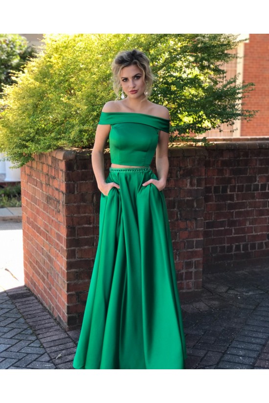 Two Pieces Long Green Beaded Prom Dresses Formal Evening Dresses 601037 Two Pieces Long Green Beaded Prom Dresses Formal Evening Dresses 601037