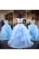 Blue and White Two Pieces Lace Tulle Long Prom Dresses Formal Evening Dresses 601040
