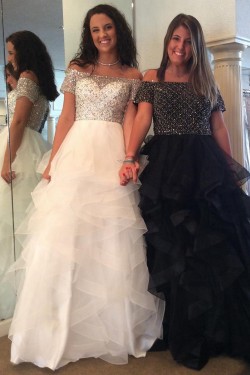 Beaded Off-the-Shoulder Long Prom Dresses Formal Evening Dresses 601045