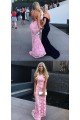 Long Pink Mermaid Lace Prom Dresses Formal Evening Dresses 601046