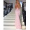 Long Pink Mermaid Lace Prom Dresses Formal Evening Dresses 601046