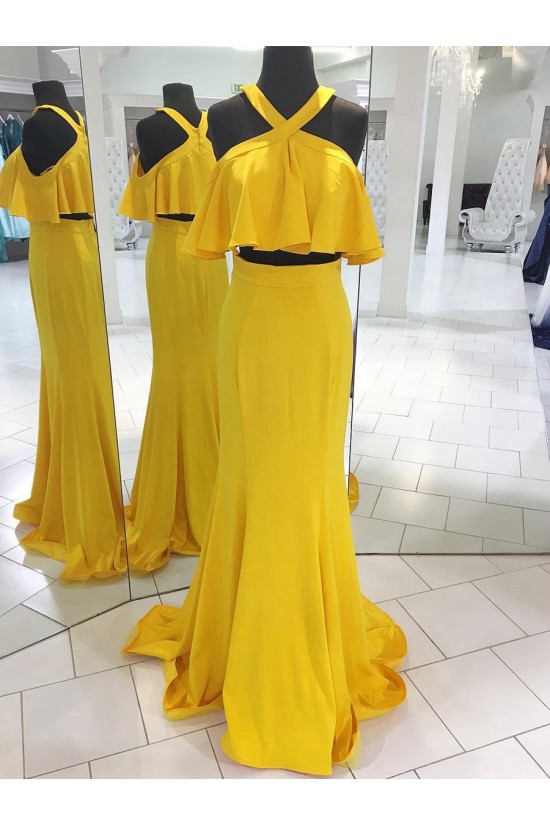 Mermaid Two Pieces Long Yellow Prom Dresses Formal Evening Dresses 601048 Mermaid Two Pieces Long Yellow Prom Dresses Formal Evening Dresses 601048