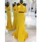 Mermaid Two Pieces Long Yellow Prom Dresses Formal Evening Dresses 601048