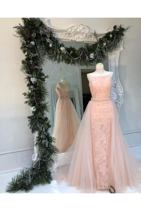 Long Pink Lace Tulle Prom Dresses Formal Evening Dresses 601049 Long Pink Lace Tulle Prom Dresses Formal Evening Dresses 601049
