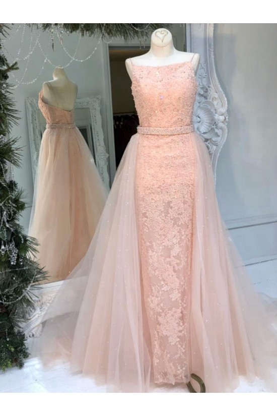 Long Pink Lace Tulle Prom Dresses Formal Evening Dresses 601049 Long Pink Lace Tulle Prom Dresses Formal Evening Dresses 601049