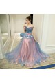 A-Line Off-the-Shoulder Tulle Long Prom Dresses Formal Evening Dresses 601050