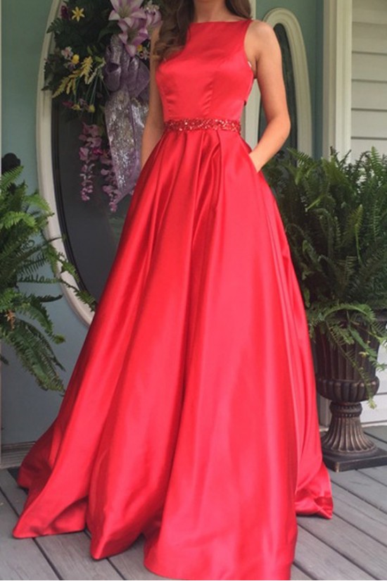 A-Line Long Red Beaded Prom Dresses Formal Evening Dresses 601060 A-Line Long Red Beaded Prom Dresses Formal Evening Dresses 601060