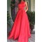 A-Line Long Red Beaded Prom Dresses Formal Evening Dresses 601060