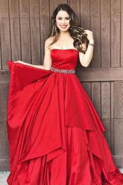 Long Red Beaded Prom Dresses Formal Evening Dresses 601066