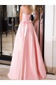 Long Pink Lace Satin Prom Dresses Formal Evening Dresses 601067
