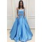 Long Blue Two Pieces Beaded Prom Dresses Formal Evening Dresses 601080