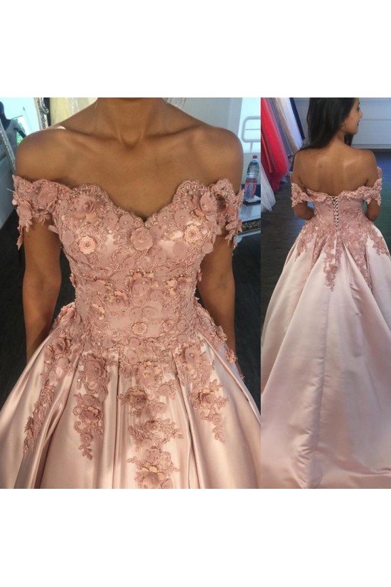 Ball Gown Off-the-Shoulder Lace Satin Long Prom Dresses Formal Evening Dresses 601088 Ball Gown Off-the-Shoulder Lace Satin Long Prom Dresses Formal Evening Dresses 601088