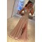 A-Line V-Neck Long Prom Dresses Formal Evening Dresses 601090