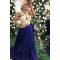 Beaded Lace Blue White Long Prom Dresses Formal Evening Dresses 601091