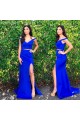 Two Pieces Off-the-Shoulder Long Blue Prom Dresses Formal Evening Dresses 601096