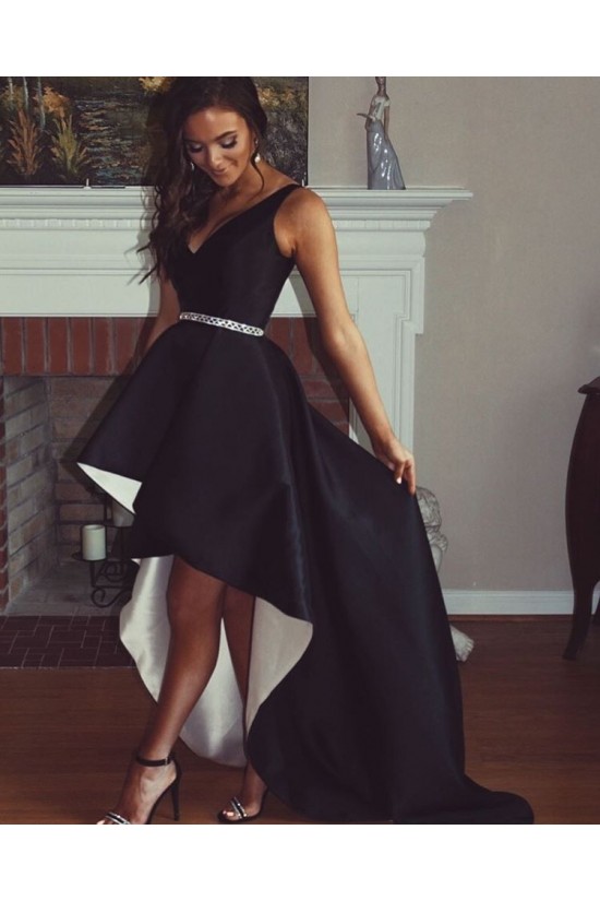 High Low Black White V-Neck Prom Dresses Formal Evening Dresses 601097 High Low Black White V-Neck Prom Dresses Formal Evening Dresses 601097
