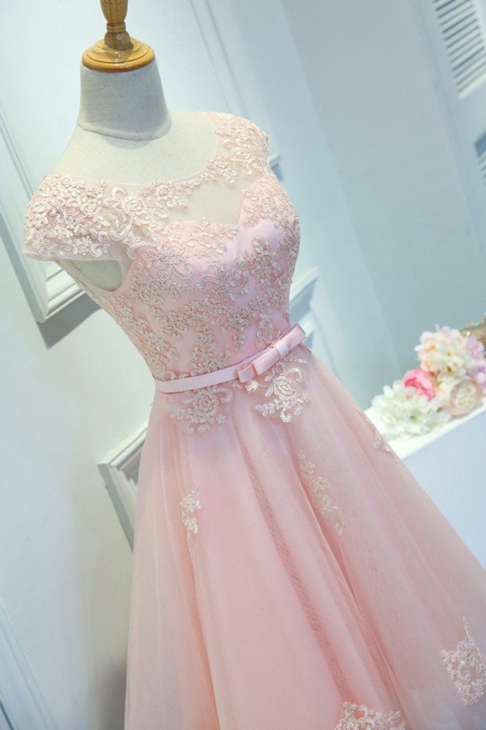 A-Line Short Pink Lace Appliques Prom Dresses Formal Evening Dresses 601099 A-Line Short Pink Lace Appliques Prom Dresses Formal Evening Dresses 601099