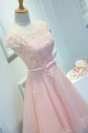 A-Line Short Pink Lace Appliques Prom Dresses Formal Evening Dresses 601099 A-Line Short Pink Lace Appliques Prom Dresses Formal Evening Dresses 601099