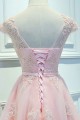 A-Line Short Pink Lace Appliques Prom Dresses Formal Evening Dresses 601099 A-Line Short Pink Lace Appliques Prom Dresses Formal Evening Dresses 601099